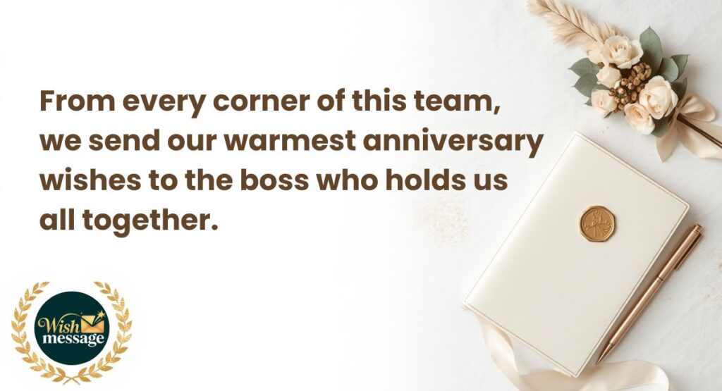 Team Anniversary Wishes for Boss