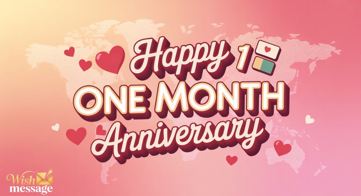 Sweet Happy One Month Anniversary Wishes Personalized, 65 Languages