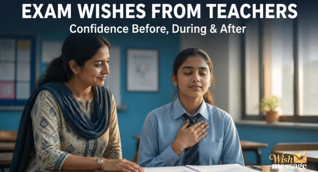 Teacher encouraging a student with confidence before an exam