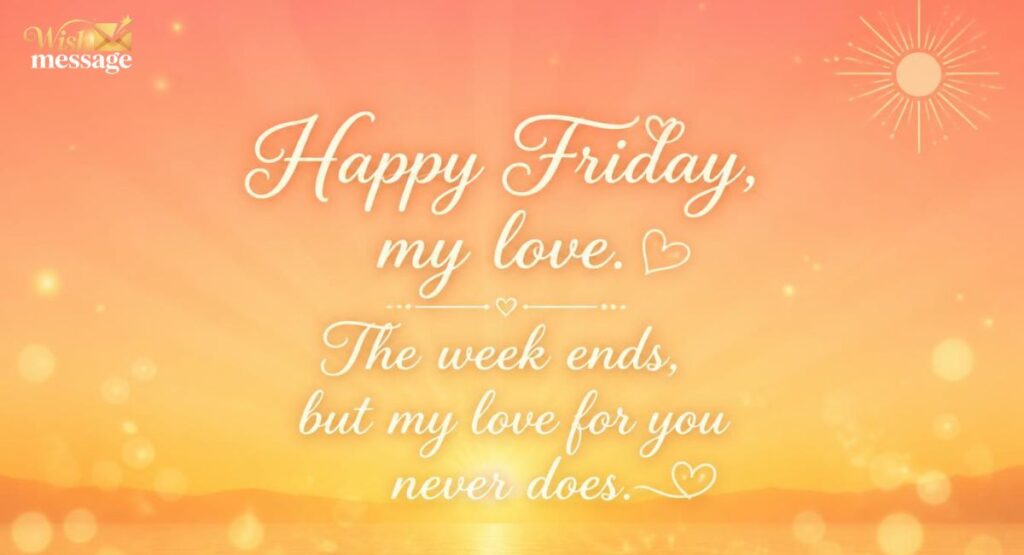 Minimal romantic happy Friday my love quote card with line art heart